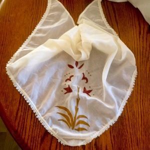 🇬🇷😊 _Santorini Greece Hand-Painted Scarf_ Triangular off white Head, Neck Hair